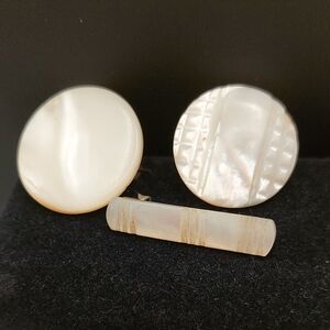 Set Of 3 Victorian Antique Mother of Pearl MOP Sash Pin Brooch Set C Clasp